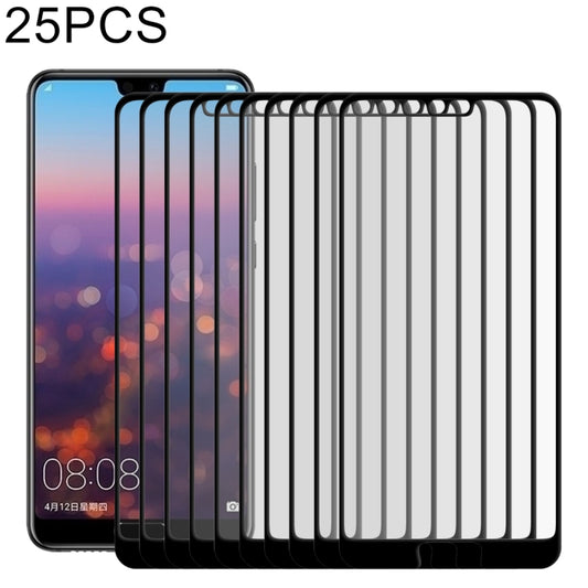 Set of 25 tempered glass screen protectors for Huawei P20, full screen coverage