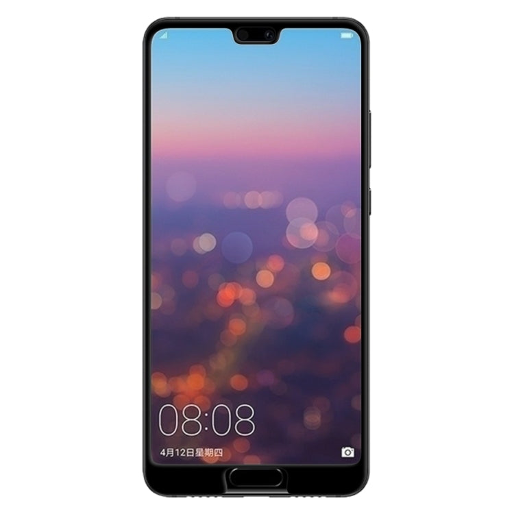 Tempered glass screen protector applied on Huawei P20 front, clear protection
