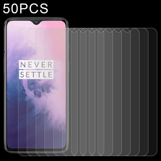 Set of clear tempered glass screen protectors for OnePlus 7 (50-pack)