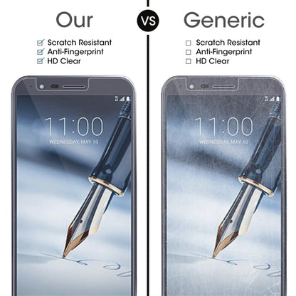Tempered glass screen protector on phone display, HD-clear protective coverage
