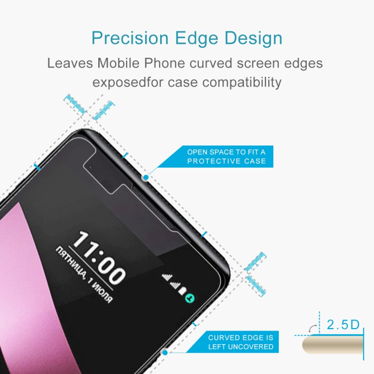 Tempered glass screen protector for LG X Style with open-edge design and 2.5D curve