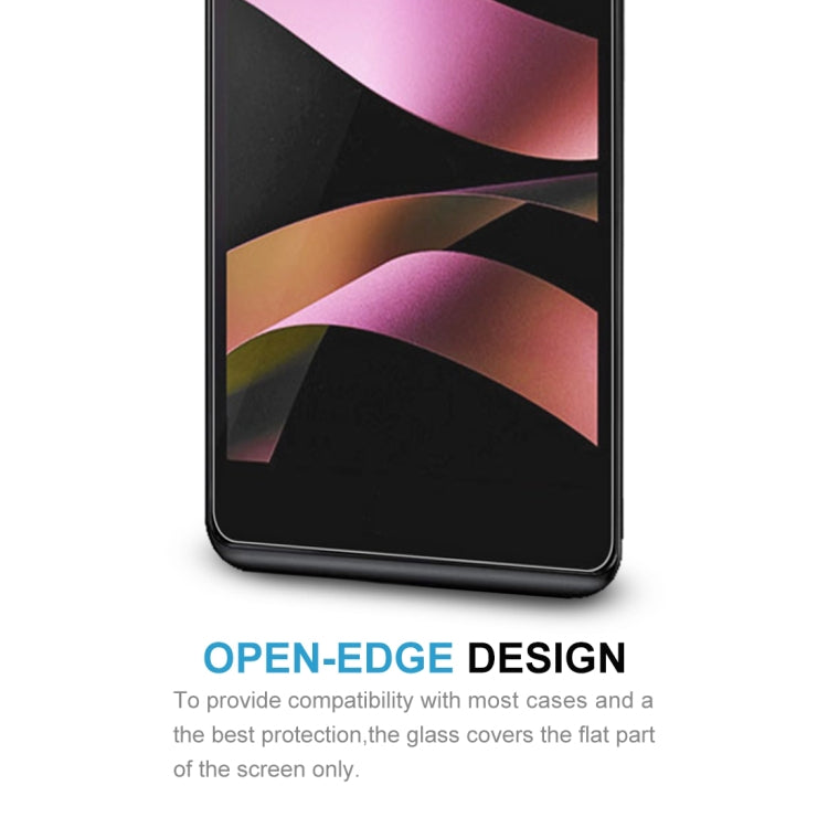 Tempered glass screen protector for LG X Style, open-edge design covering flat screen