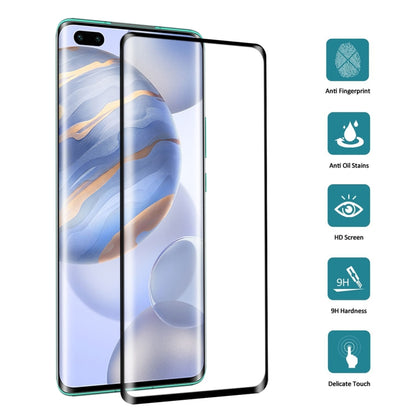 Tempered glass screen protector film aligned on front of smartphone screen