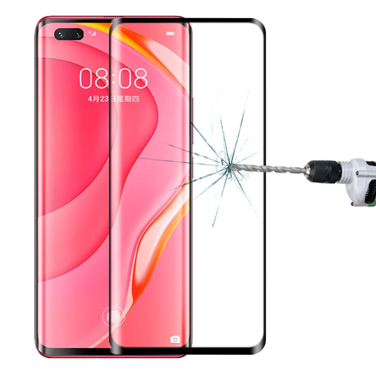Tempered glass screen protector with cracked display after impact on a smartphone