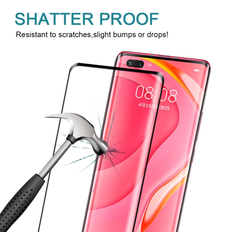 Shatter-resistant tempered glass screen protector on a smartphone with broken-glass crack