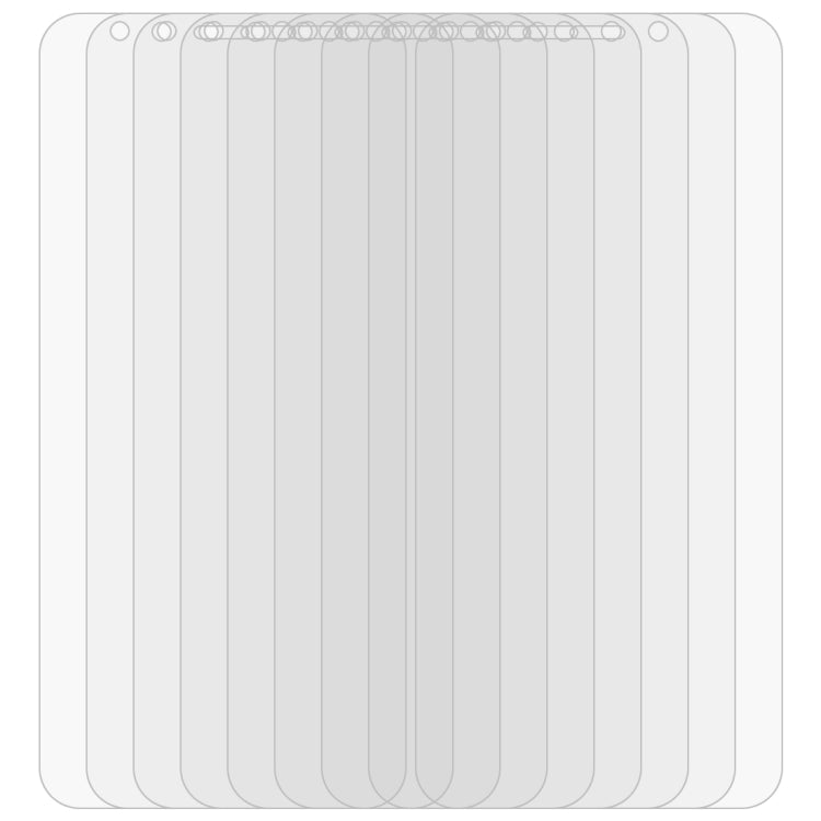 Pack of 50 clear curved tempered glass screen protector films, stacked