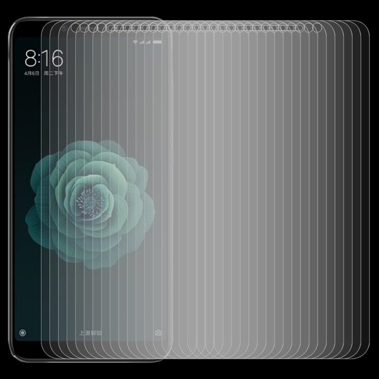 Stack of 50 clear curved tempered glass screen protector films for smartphone display