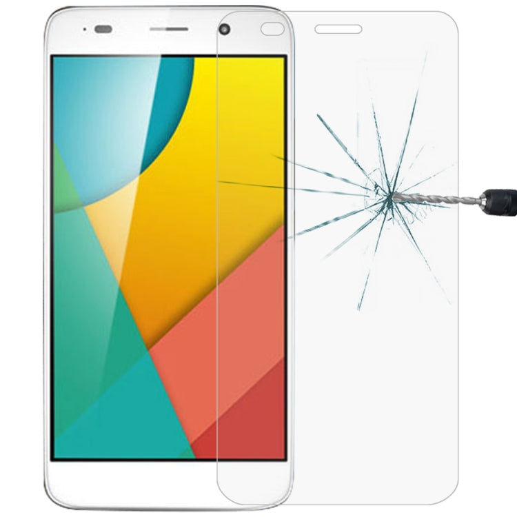 Clear tempered glass screen protector film with visible impact crack on phone display