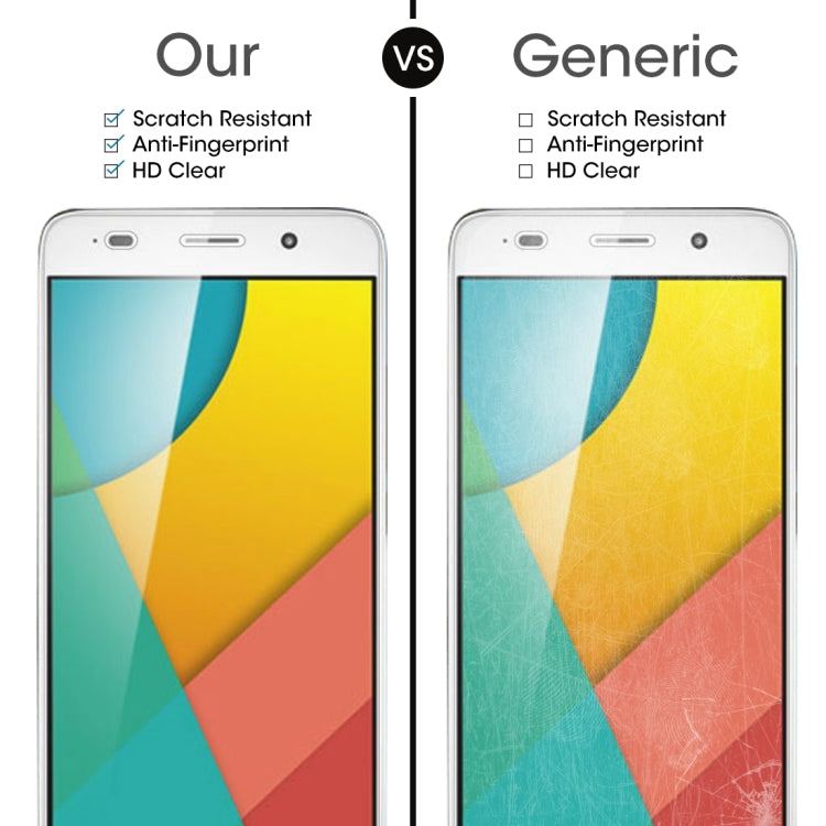 Tempered glass screen protector on two phones, comparison view with clear glass overlays