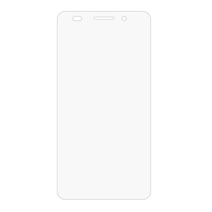 Tempered glass screen protector, clear rounded rectangle with cutouts for speaker and sensors