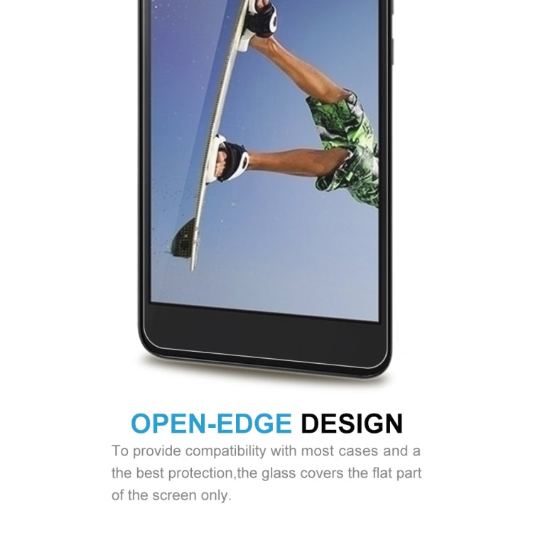 Tempered glass screen protector with open-edge design covering the flat display area