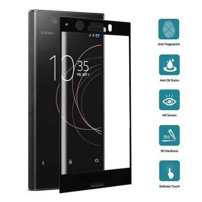 Black tempered glass screen protector set with full-screen cover for Xperia XZ1 Compact