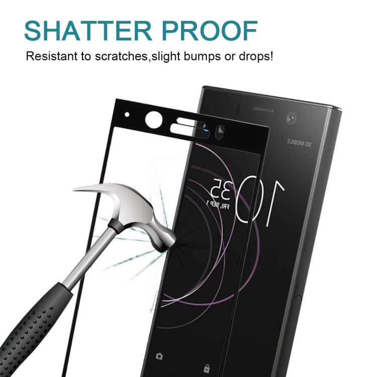 Tempered glass screen protector on phone screen, shatter-resistant black full cover