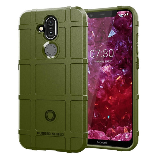 Army green shockproof silicone phone case with full coverage for Nokia 8.1 / X7