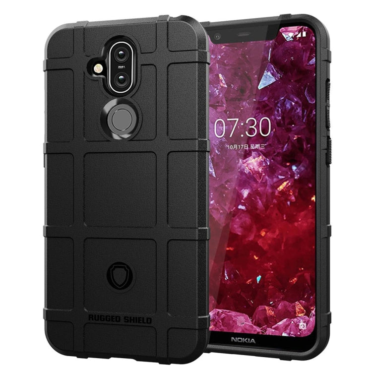 Black rugged silicone phone case with full coverage for Nokia 8.1 / X7