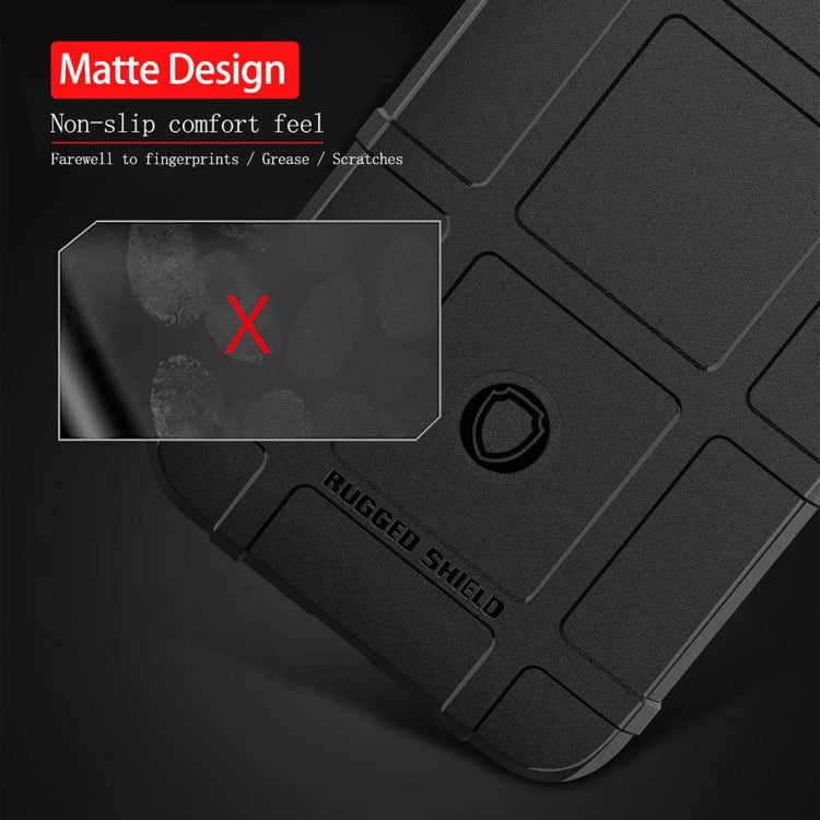 Matte shockproof silicone case with non-slip texture, rugged shield pattern