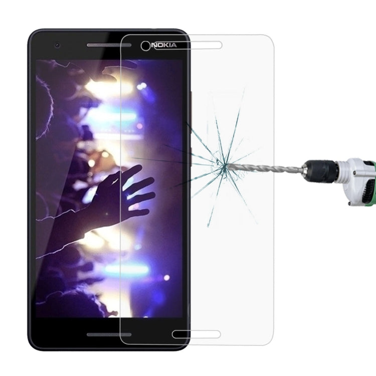 Tempered glass screen protector film for Nokia 2.1, applied over phone display