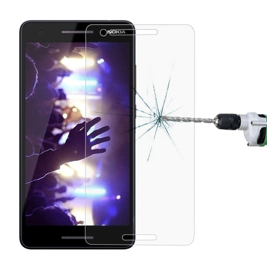 Tempered glass screen protector film for Nokia 2.1, applied over phone display