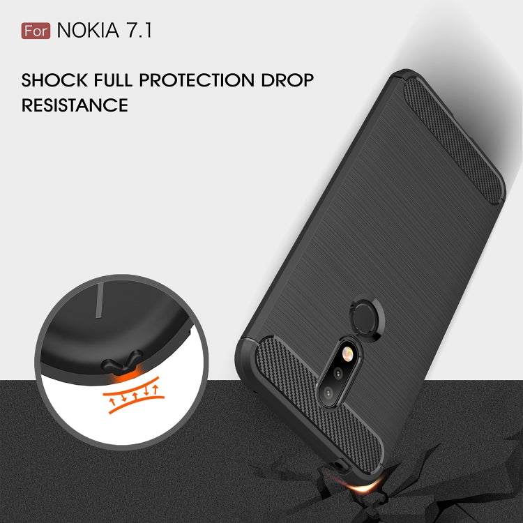 Brushed carbon fiber TPU phone case, dark color, with textured grip and shock-protective corners