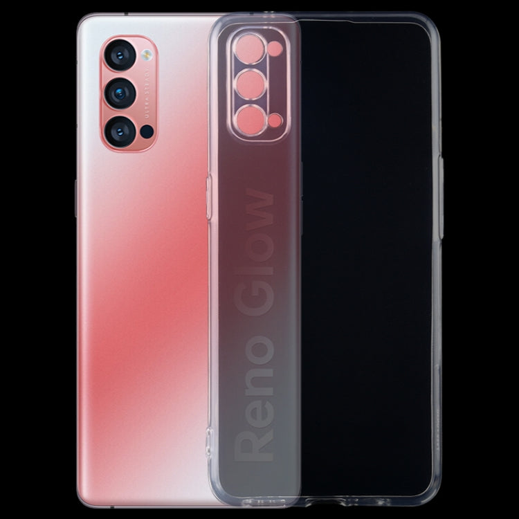 Transparent TPU phone case for OPPO Reno 4 Pro 5G with camera cutouts and raised edges