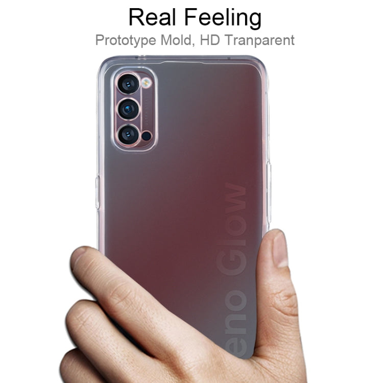 Ultra-thin clear TPU phone case for OPPO Reno 4 Pro 5G, hand holding the back