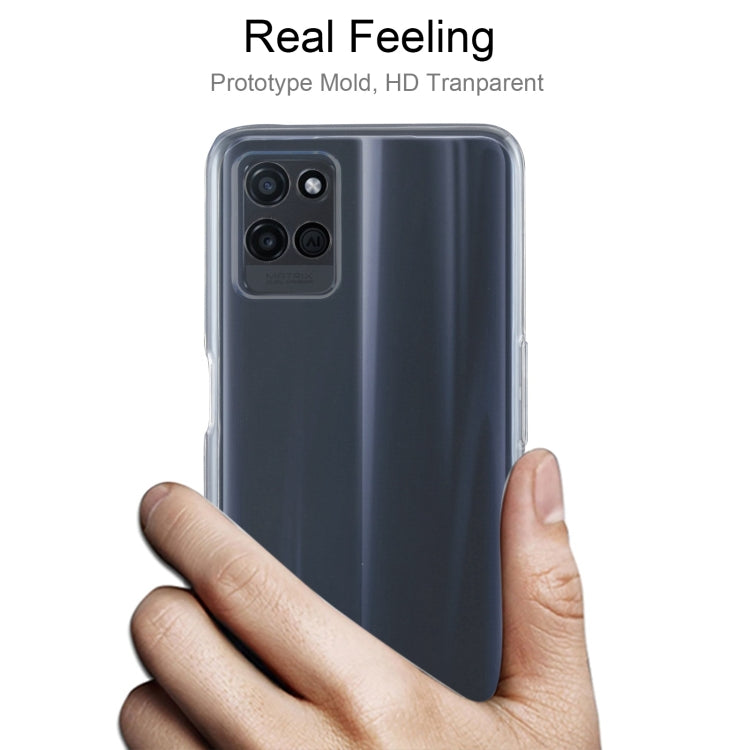 Transparent TPU phone case on a held smartphone with precise camera openings