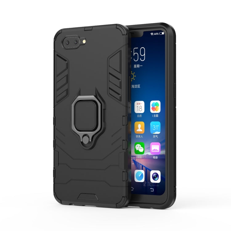 Black shockproof TPU phone case with magnetic ring holder for OPPO A5