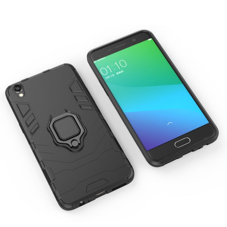 Black shockproof protective case with magnetic ring holder, shown on phone