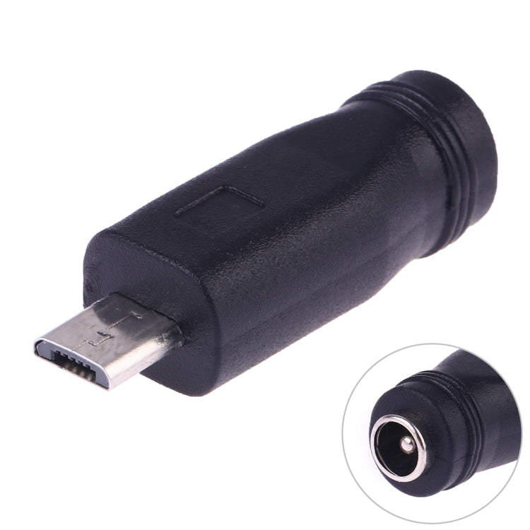 DC 5.5mm barrel female to Micro USB male power converter, black adapter with micro USB plug