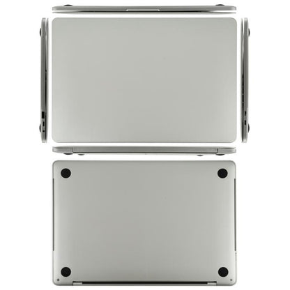 MacBook Pro-style dummy laptop back panels in silver, shown front and rear