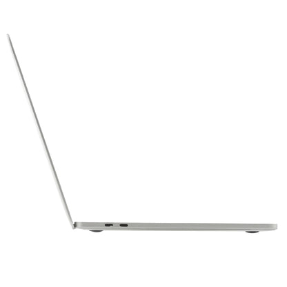 MacBook Pro-style dummy laptop side profile, silver body with port openings