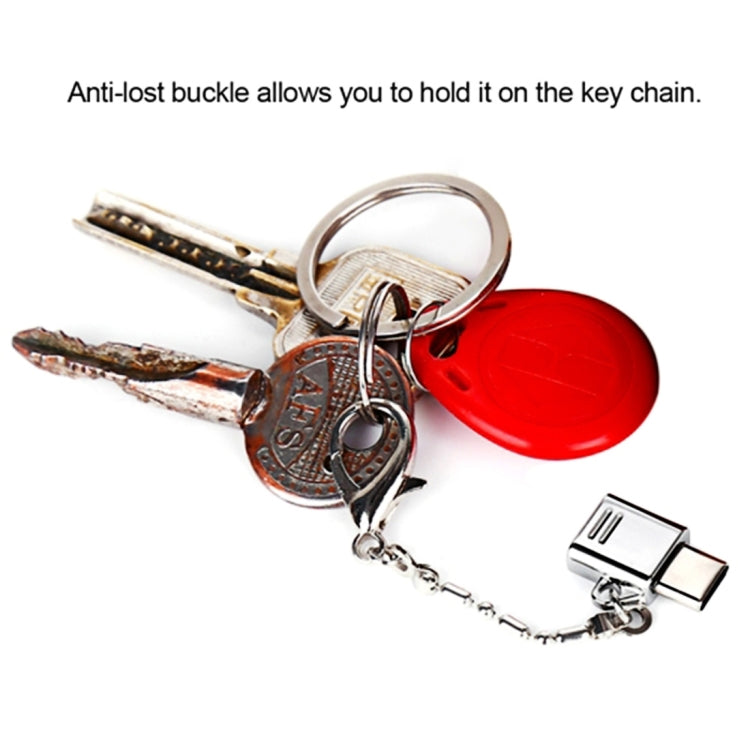 Key chain with red tag and metal USB Type-C adapter connector
