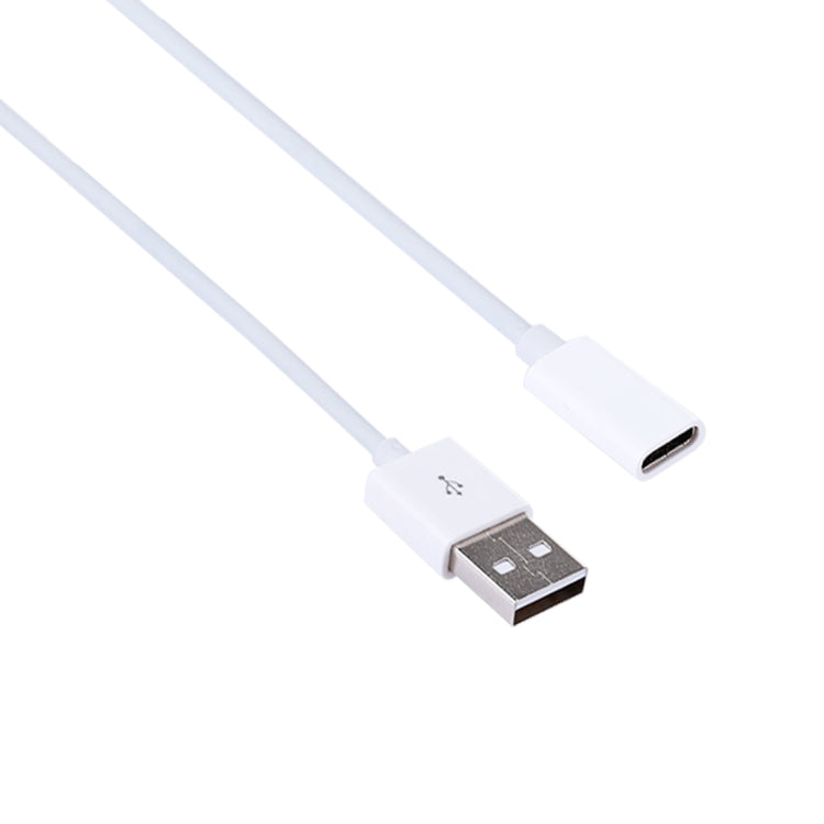 15 cm USB-A male to USB-C female adapter cable, white, showing both connector ends