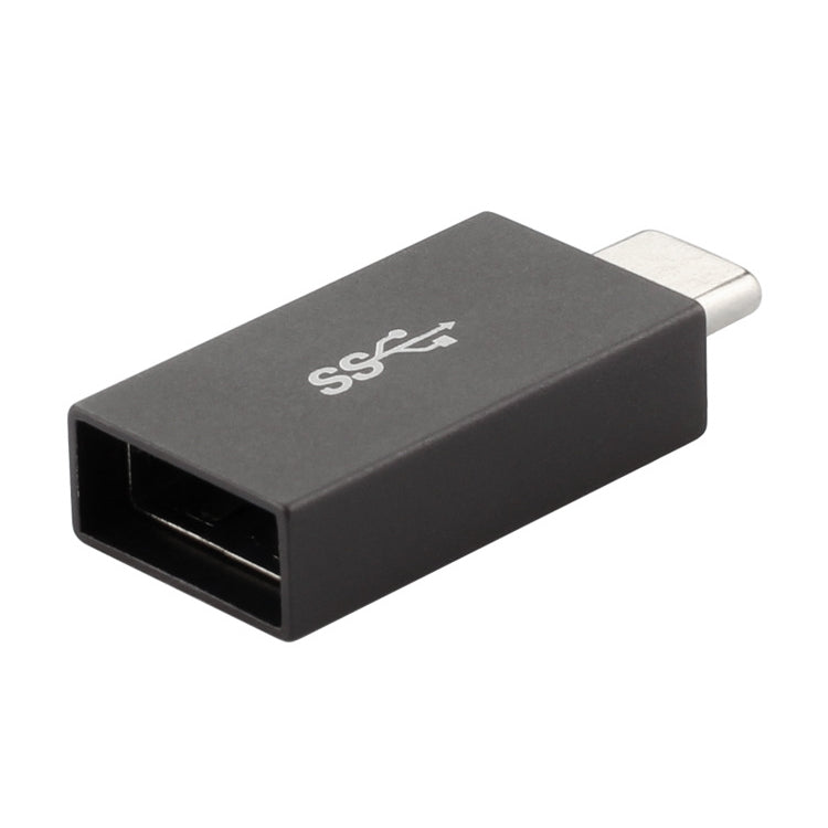 Black Type-C to USB 3.0 AF adapter with USB-A port and SS mark