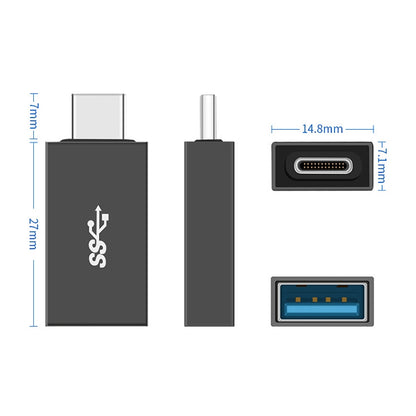 Type-C to USB 3.0 AF adapter with USB-A port and side Type-C plug