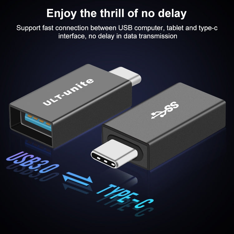 Black Type-C to USB 3.0 AF adapter with USB-A port and Type-C plug