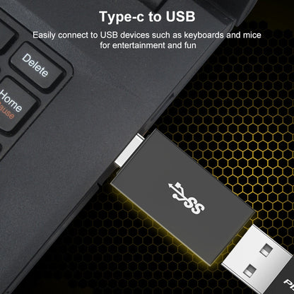 Black Type-C to USB 3.0 AF adapter with USB-A plug for devices