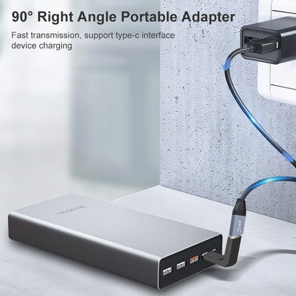 90-degree Type-C to USB adapter connected to device ports for charging