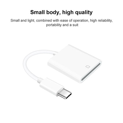 White Type-C SD card reader with USB-C plug and connected cable