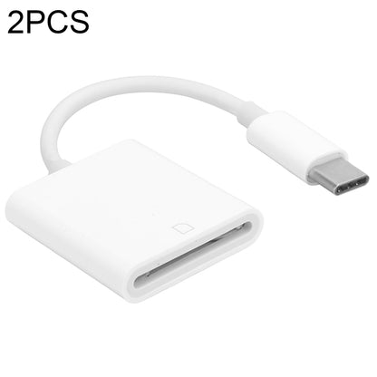 USB-C to SD card reader adapter, white cable with card slot housing