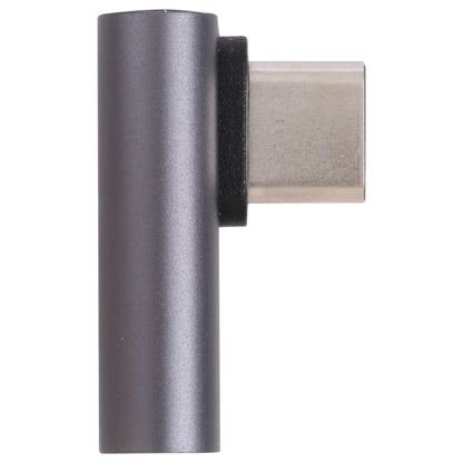 USB-C elbow adapter in L shape, dark gray housing with silver plug