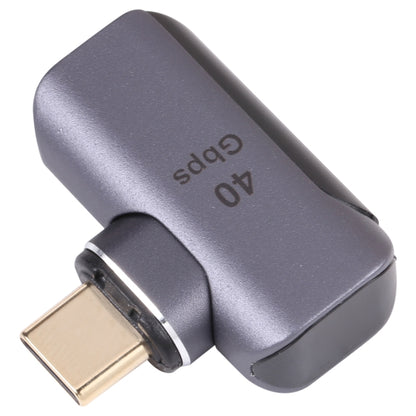 Dark gray USB-C male to female elbow adapter, 40Gbps, Type-C connectors