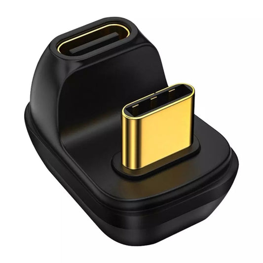 Black USB-C dual elbow adapter with gold-toned Type-C female port