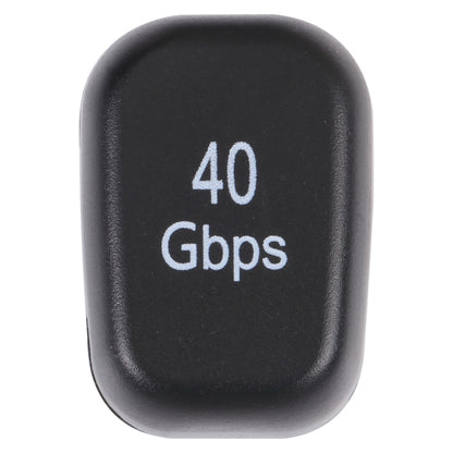 Black USB-C adapter with “40 Gbps” marking on the front