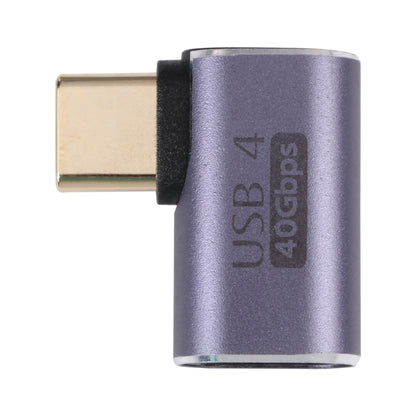 USB-C male to female elbow adapter showing USB-C male plug and angled female port