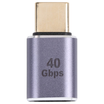 USB-C male to female adapter, purple metal housing with 40Gbps label