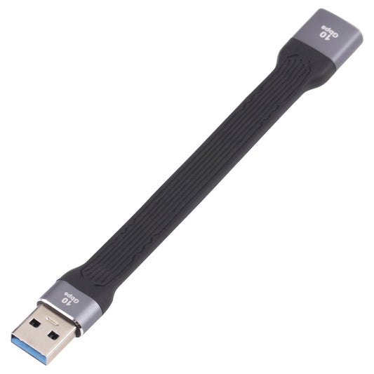 USB male-to-female flat sync and charging cable, black, USB-A connectors