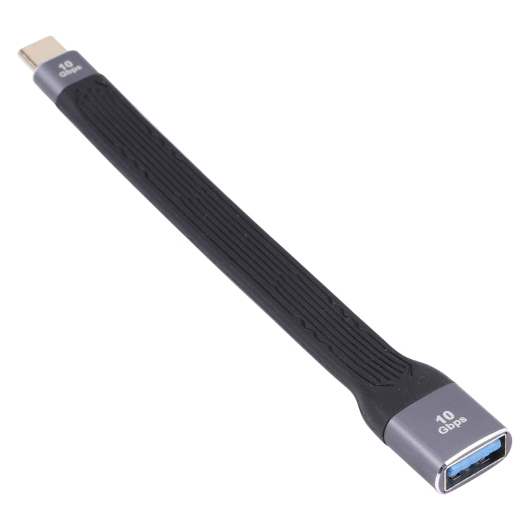 Black flat USB-C to USB 3.0 female cable, 10Gbps