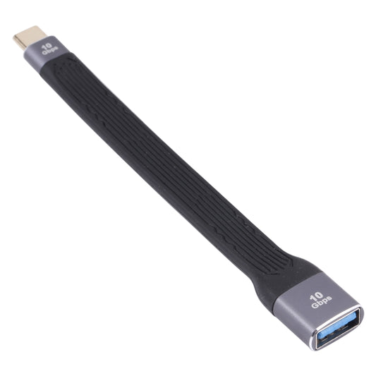 Black flat USB-C to USB 3.0 female cable, 10Gbps