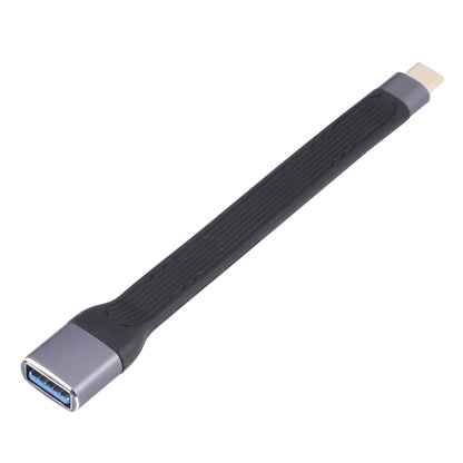 Black flat USB-C to USB 3.0 female cable, USB 3.0 port and plug